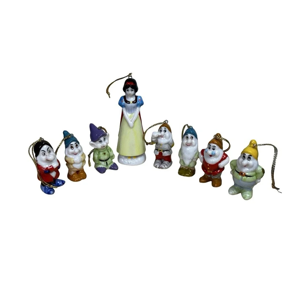VTG Walt Disney Snow White & The Seven Dwarfs Ceramic Figure/Ornament Set Schmid